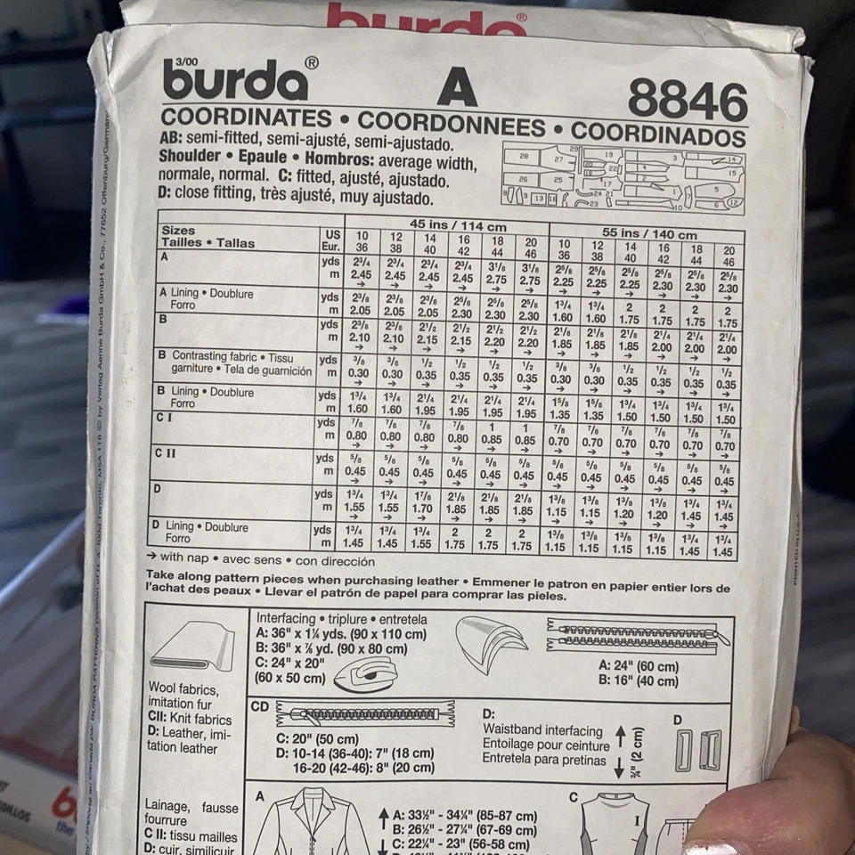 Burda Ladies Suit Sewing Pattern 8846 Size 10-20 Uncut - Image 2 of 3