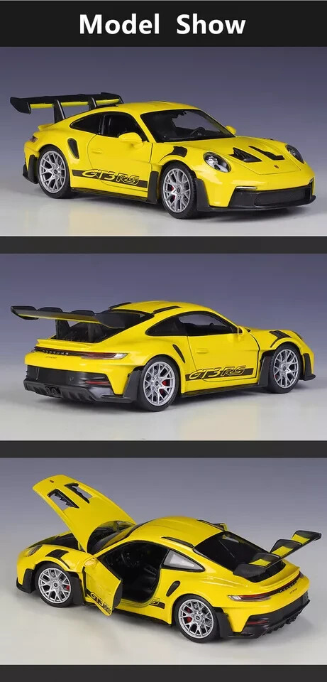 Welly NEX 1/24 Porsche 911 992 GT3 RS Yellow Racing Model