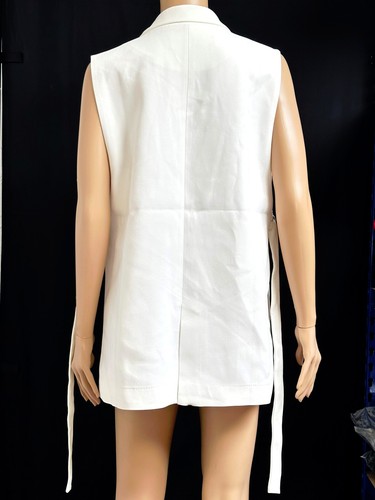 ZARA WHITE Waistcoat WITH VENT Notch Collar Open side Tailored Sleeveless BLAZER - Picture 10 of 22