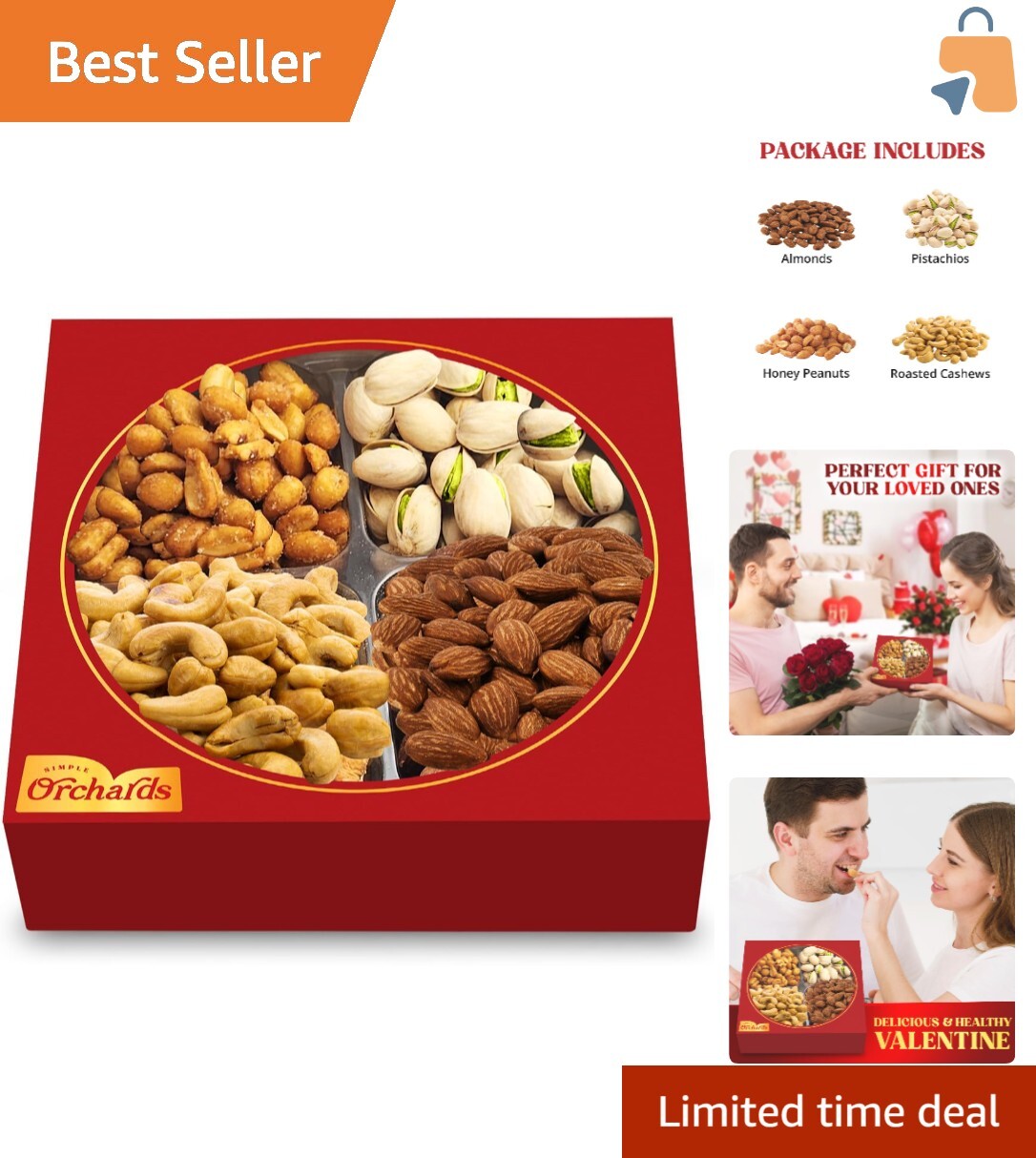 Elegant 4-Section Nuts Collection Gift Basket - Deliciously Nutritious Treats-image