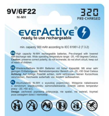EverActive Professional Line Wiederaufladbare Batterie 9V Ni-MH