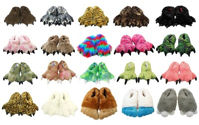 Wishpets Furry Animal Slippers for Kids/Youth and Adults - Size Large