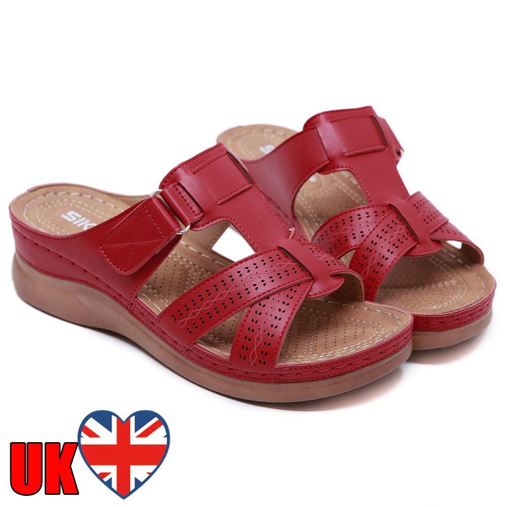 SAOLA Ciabatte donna suola spessa sandali con zeppa e plateau scavati (40 rosso)