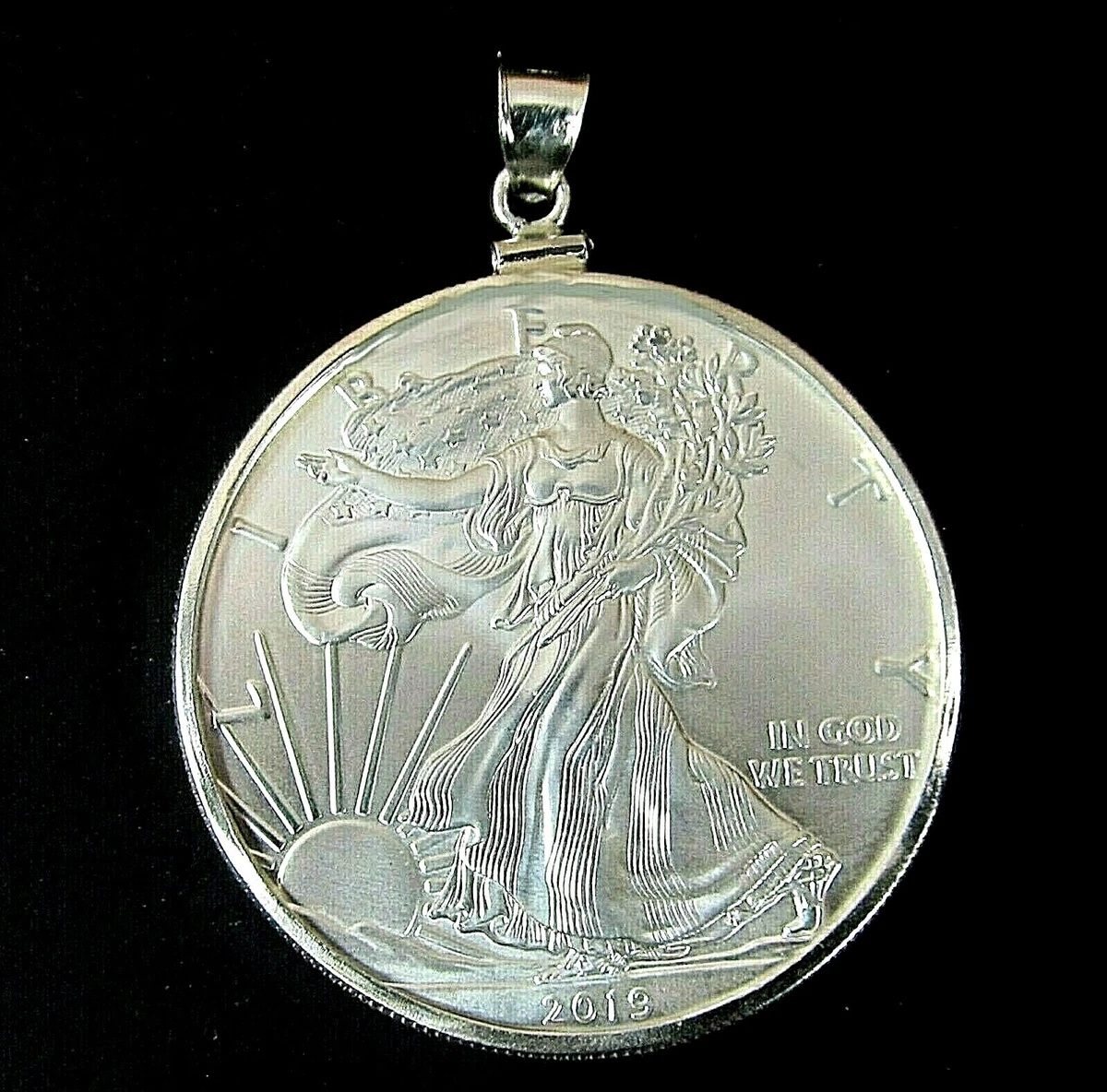 Silver eagle coin best sale necklace