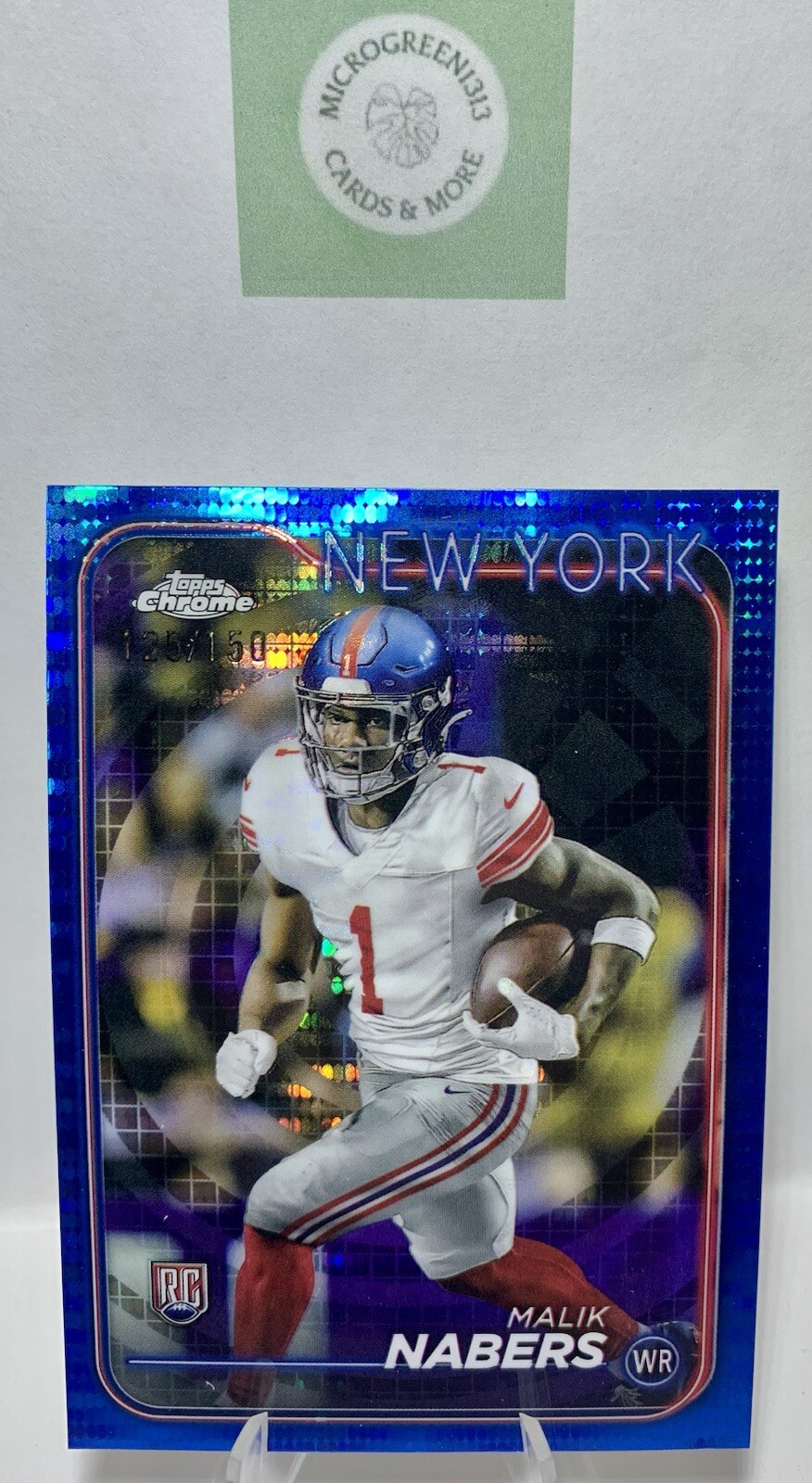 2024 Topps Chrome Football #205 Malik Nabers RC Blue Sonar Refractor #/150