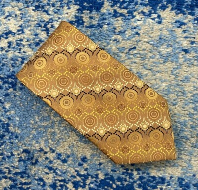 Emilio Ponti Camel Ivory Black Brown Bronze Yellow Geometric Silk Necktie 