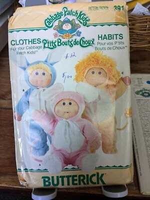 Butterick Cabbage Patch Clothes & transfers 391 16" doll hooded jumpsuit UNCUT - image 1 of 2