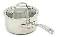 New CALPHALON 3-Ply Stainless Steel 1.5Qt (1.4L) Sauce Pan with Glass Lid Cover