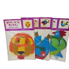 Vtg Lot Bean Bag PlushToy Kits Felt Craft NIP Rooster Frog And Lion
