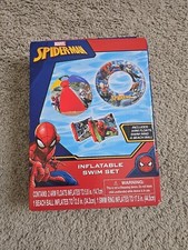 MARVEL SPIDER-MAN INFLATABLE SWIM SET WITH ARM FLOATIES, SWIM RING BEACH BALL