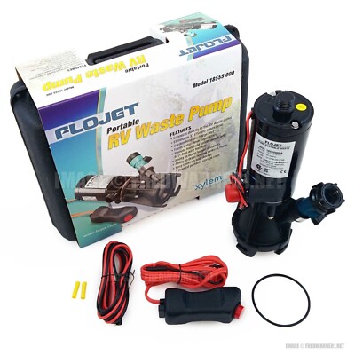 Flojet Portable RV Wastewater Pump 12V DC 18555 000 Carrying Case 
