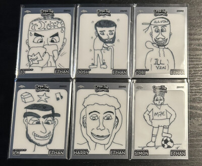 Topps Chrome Sidemen - Draw The Sidemen Illustrated By Ethan Full Set Of 6 Cards