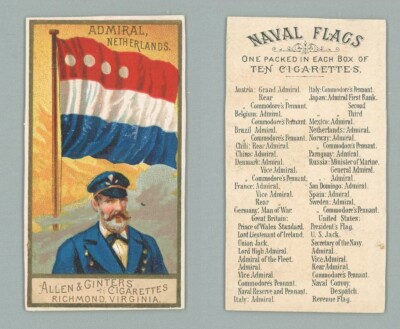 1886 N17 Allen & Ginter Naval Flags ''Admiral, Netherlands'' GOOD **LGL**