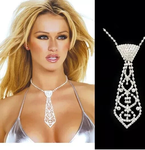 Sexy Rhinestone Bow Tie Choker Necklace for Women