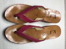 KJacques St Tropez Pink Leather Wedge Cork Platform Mule Sandals Size-36