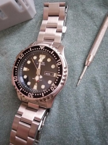 20mm CURVED STAINLESS STEEL OYSTER BRACELET Fit Citizen blue dial NY0040-17L - Afbeelding 8 van 13