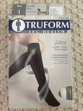 TRUFORM Leg Health Lites 1763BL-M Medium, Black, Ladies Knee Highs 8-15 mmHg