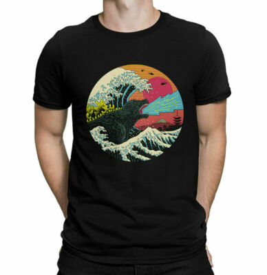 Godzilla and The Great Wave off Kanagawa Art T-Shirt Gift For Men, Size M - 3XL