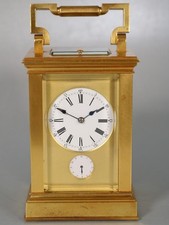 ANTIQUE GRAND SONNERIE CHIMING CARRIAGE CLOCK - A.Dumas & travel case RESTORED