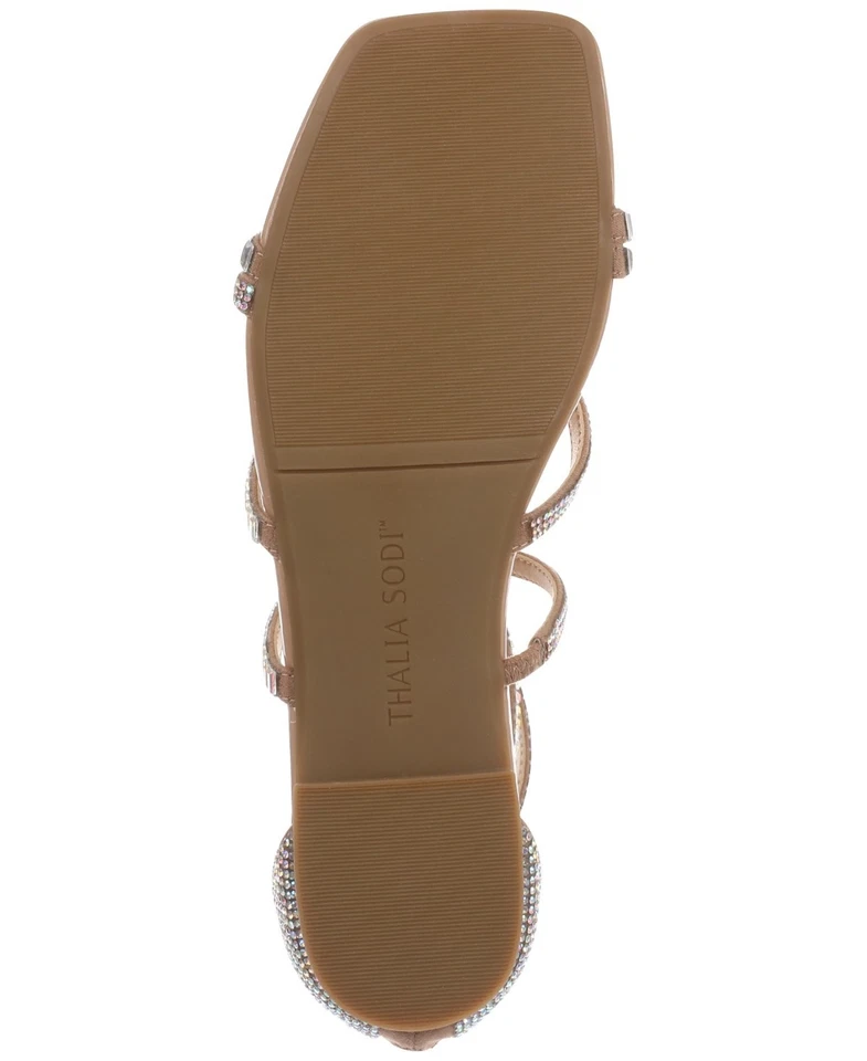 Sandalias planas Thalia Sodi para mujer Dana adornadas con tiras - desnudas, 8,5 M Foto 3 de 4