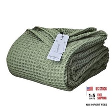 Premium Waffle Throw Blanket Twin Size - Luxury, Twin 63" x 91" Inch Sage Green