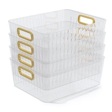 Clear Plastic Storage Bins, Pantry Organizer Bins With Handles