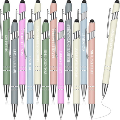 12 Pcs Inspirational Pens Bulk Funny Ballpoint Pen with Stylus Tip Motivational