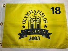 OLYMPIA FIELDS 2003 US OPEN PGA TOUR PIN FLAG W GROMMETS AUTOGRAPHS GOLF
