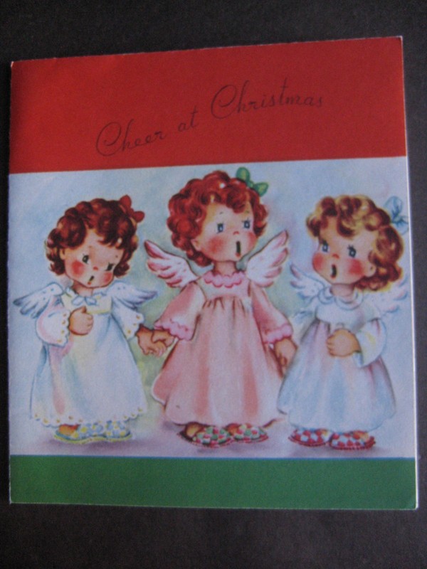 1950s vintage greeting card CHRISTMAS Singing Angels