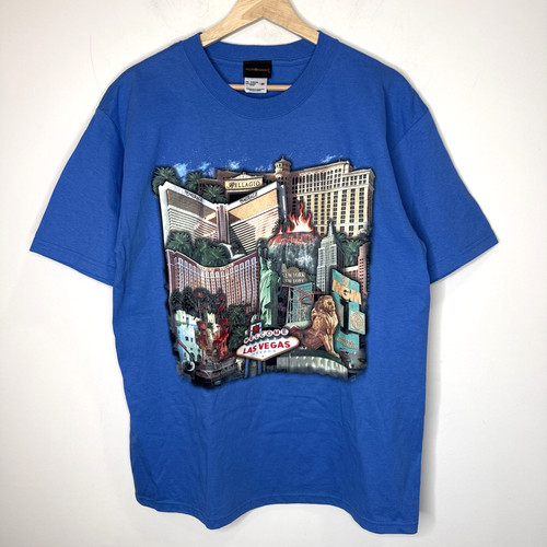 NEW Vintage Las Vegas Y2K MGM Mirage Bellagio Casino Promo T Shirt Men's M Blue