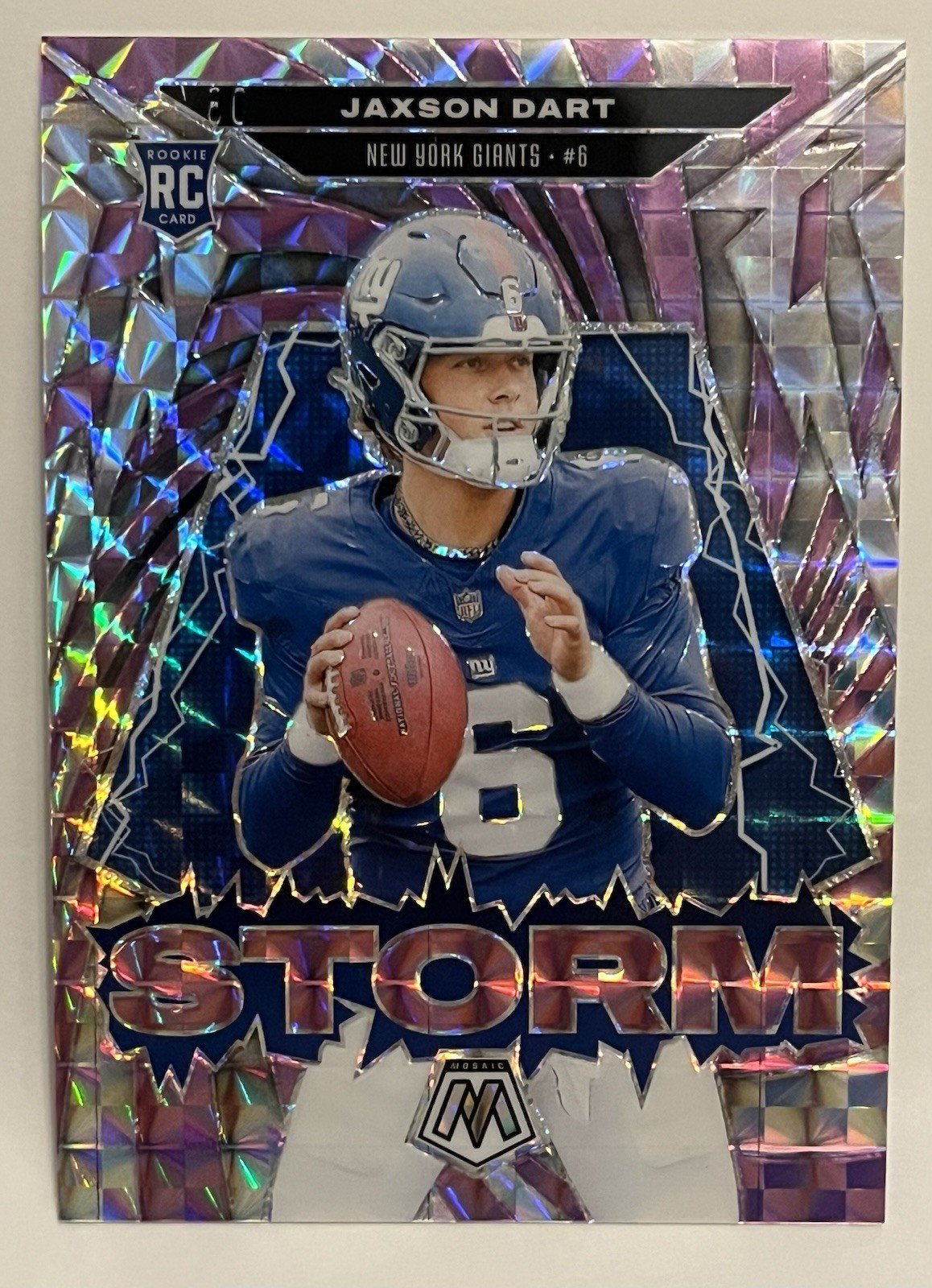 2025 Jaxson Dart Mosaic Storm Purple Shattered Ice /49 Giants Ole Miss