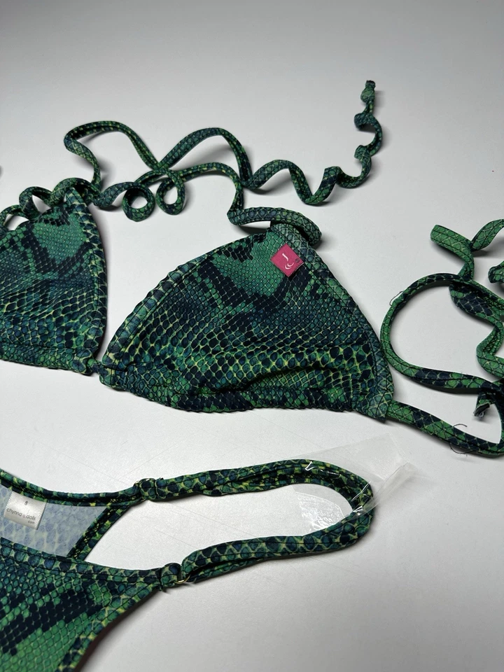 Chynna куклы микро плавать бикини 2 изделия верхний размер M стринги низ S змея зеленый - Изображение 3 из 4