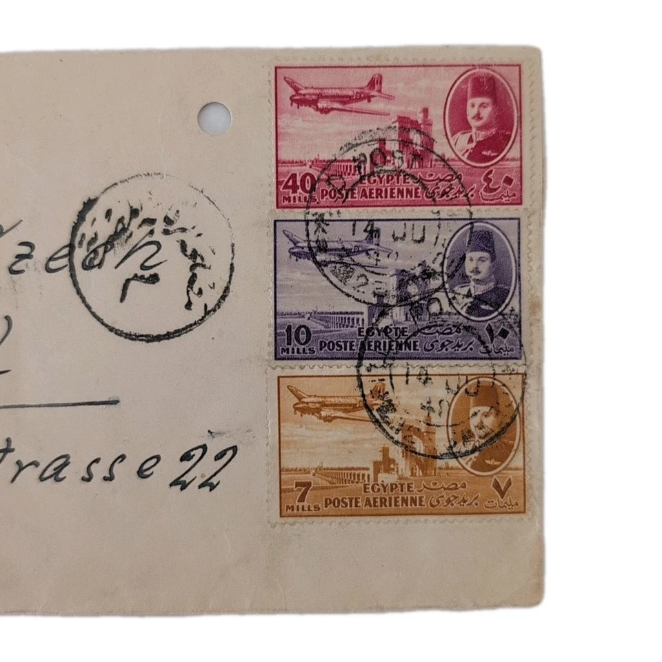 Kriegsgefangenenpost aus Ägypten 1948 Luftpost POW Camp 380 Fanara Suez Canal - Bild 2 von 4