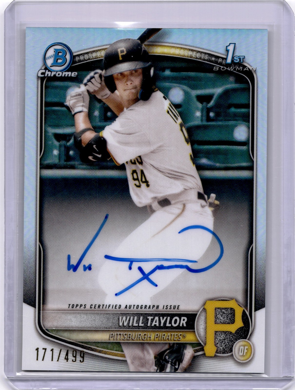 Will Taylor 1st 2025 Bowman Chrome Prospects Refractor Auto /499 Pirates #CPA-WT