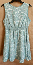 SHEIN SLEEVELESS DRESS SHORT WITH RUFFLE SEAFOAM GREEN & WHITE SIZE OXL 12# 4795