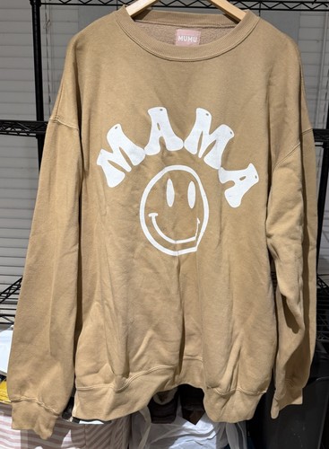 Show Me Your Mumu Tan Mama Graphic Pullover Sweatshirt 100% Cotton Size L
