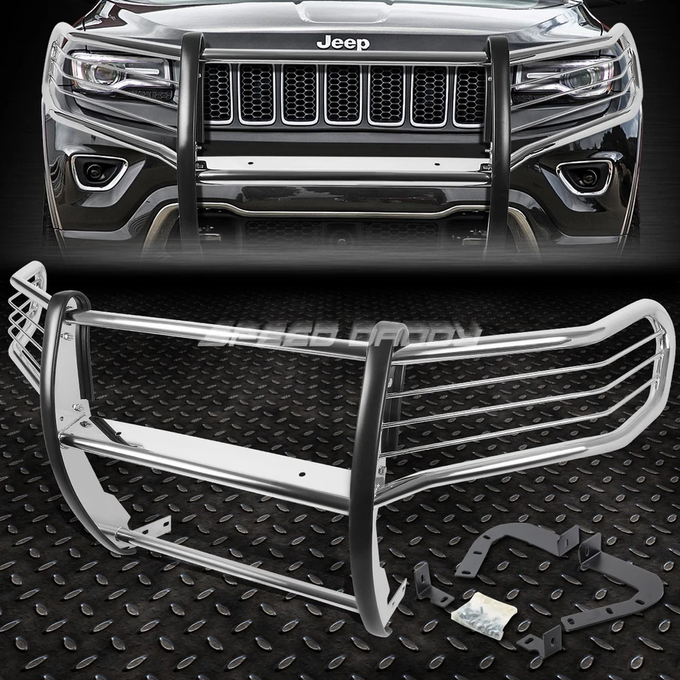 PROTECTOR PARRILLA CEPILLO CROMADO + LUZ ANTINIEBLA ÁMBAR REDONDA PARA 11-16 GRAND CHEROKEE WK2 SUV Foto 2 de 4