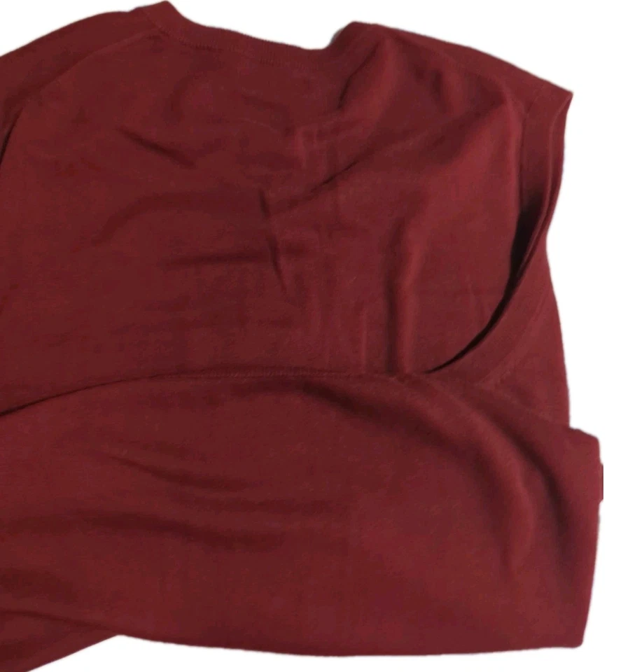 Chaleco Suéter Chaps XXL Para Hombre Cuello en V Sólido Granate/Borgoña Mezcla de Algodón Foto 4 de 4