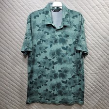 Travis Mathew Shirt Mens XL Extra Large Green Florals Standing Invite Golf Polo