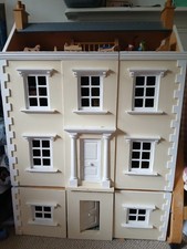 Large Georgian Dolls House 6 Rooms All Furniture Included