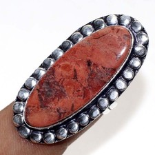 925 Silver Plated Red Rainbow Jasper Jewellery Ring Handmade Size Us 5.5 GW