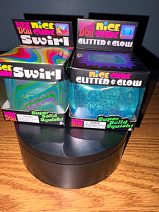 Schylling NeeDoh Lot Nice Cube Swirl + Glitter & Glow Super Solid Squish 3+