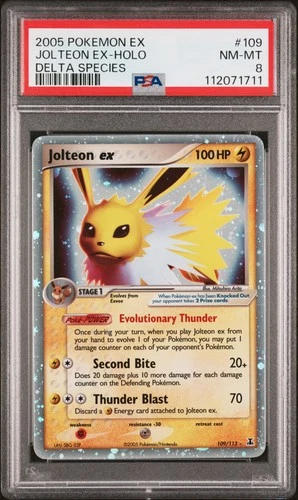 2005 POKEMON EX DELTA SPECIES #109 JOLTEON EX-HOLO PSA 8