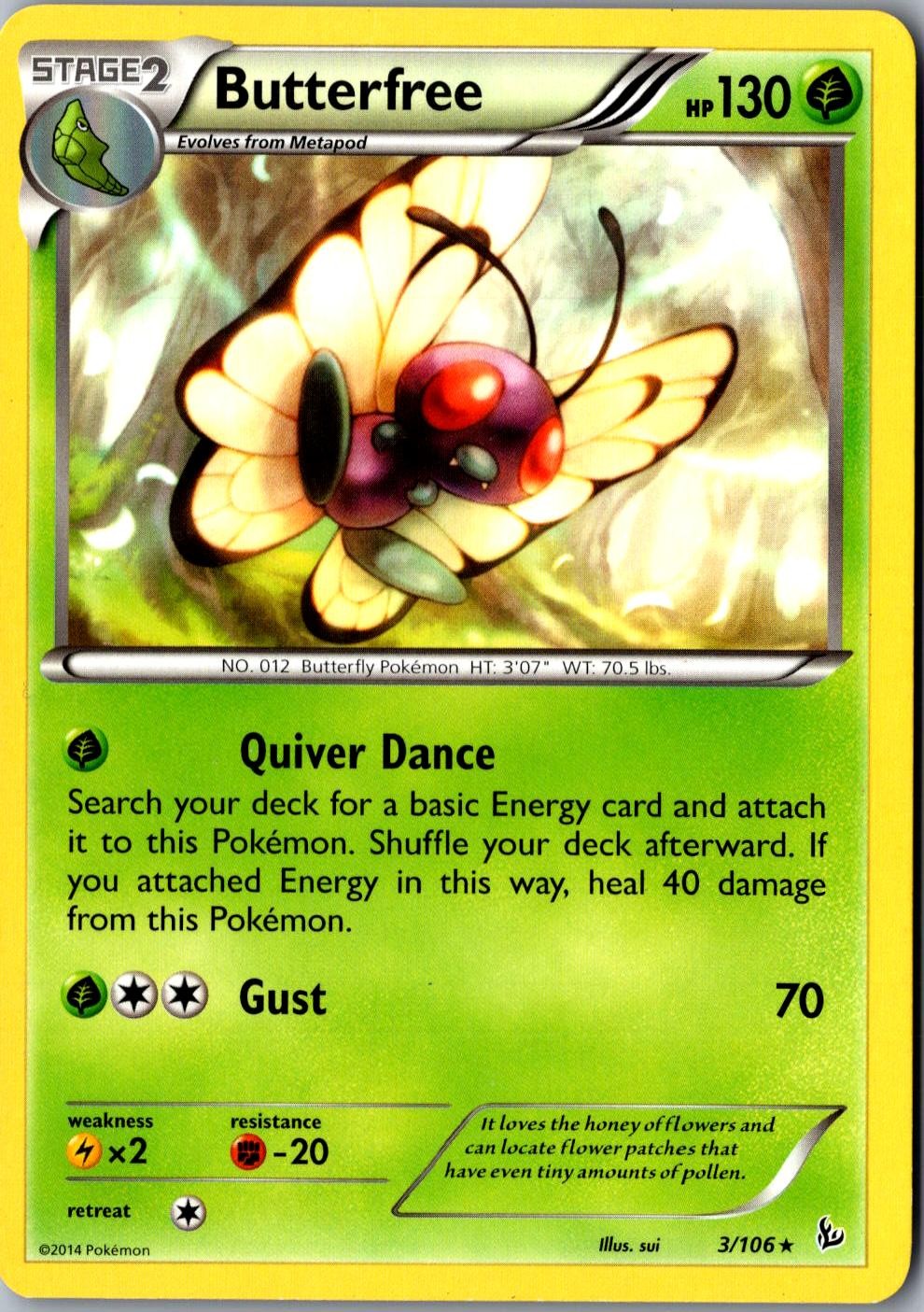 Butterfree 3/106 Rare XY Flashfire LP Pokemon Card