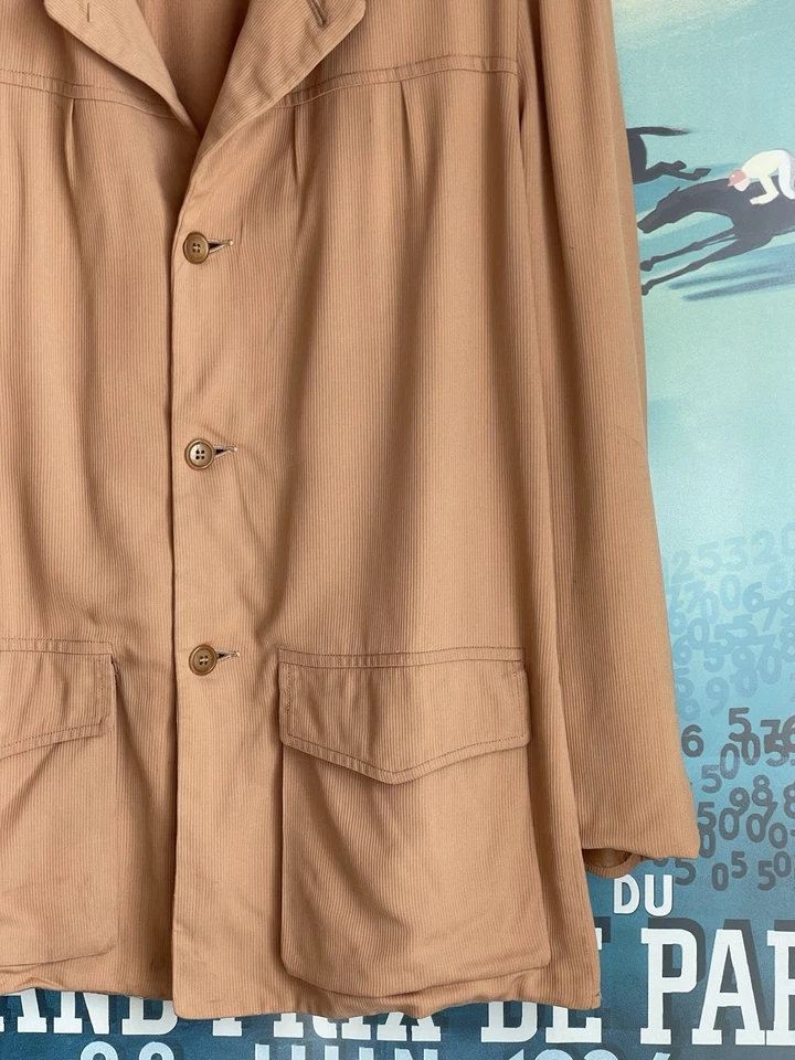 Chaqueta Bronceada Vintage Años 40 50 Cresco Hollywood Rockabilly Gabardina Cordón Rayón Foto 4 de 4