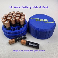 AAA Battery Storage Case Container Holds 20 Batteries w/ Screw On Lid 3D Printed