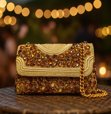 NEW Tory Burch Soft Fleming Gold Jeweled Crochet Small Convertible
