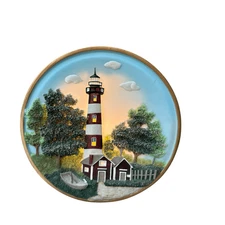 ALSY LIGHTING Bodie Lighthouse Hand Painted Plate Accent Lamp night light VTG