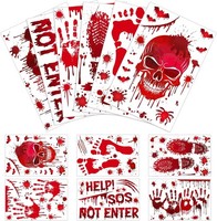 Blutige Fenster Aufkleber Handabdruck FußAbdruck Gruselige Halloween Dekoration
