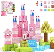 64 Pcs Magnetic Blocks-Princess Castle Collection World,Ages 3-8